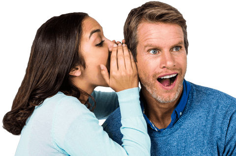 young woman secretly whispering to surprised man transparent - Download Free Stock Videos Pikwizard.com