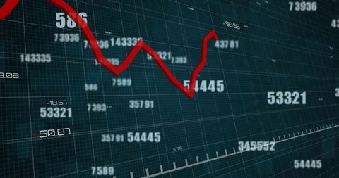 Dynamic Financial Data Chart with Red Trend Line on Green Background - Download Free Stock Images Pikwizard.com