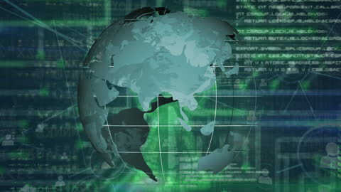 Digital Globe with Data Processing Overlay