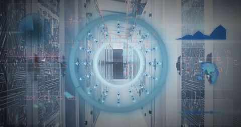 Data Processing with Digital Interfaces in Server Room - Download Free Stock Images Pikwizard.com