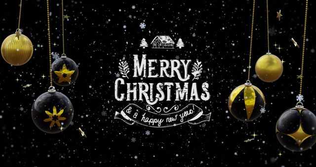 Festive Black and Gold Christmas Greeting Card Layout - Download Free Stock Images Pikwizard.com