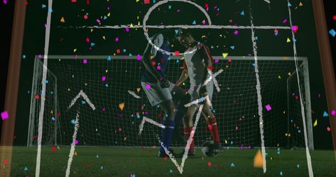 Diverse Soccer Players in Animated Strategic Stadium Scene