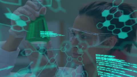 Female Scientist Analyzing Data in High-Tech Laboratory