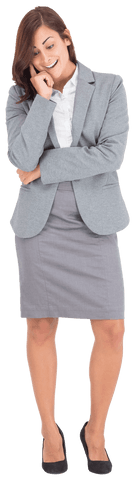 Caucasian Businesswoman Thinking Pose Transparent Background