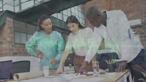 Diverse Team Collaborating on Financial Planning in Modern Office