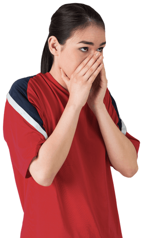 Nervous Football Fan Gazing Ahead in Transparent Background