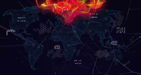 Dynamic Digital Network and Data Visualization with Fiery Overlays