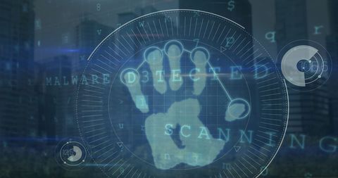 Digital security system with handprint and binary overlay