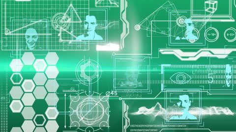 Futuristic Digital Data Interface in Green Tones