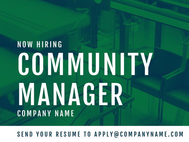 Modern Community Manager Hiring Announcement with Professional Layout - Download Free Stock Templates Pikwizard.com