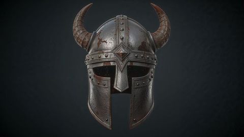 Rustic medieval style horned helmet for historical conceptual use