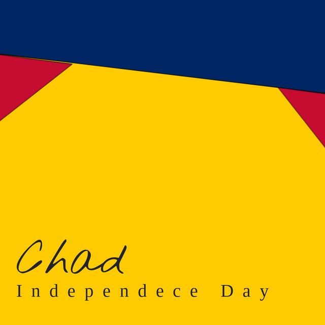 This design illustration showcases a Chad Independence Day celebration banner adorned with vibrant national colors of blue, red, and yellow. Perfect for use in social media posts, event invitations, or educational materials focusing on Chadian national celebrations and patriotism. The text provides copy space for personalized messages or additional information.