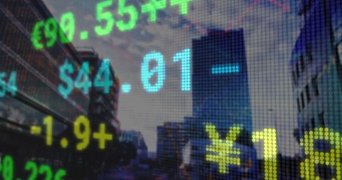 Stock Market Data Overlaid on Urban Financial District - Download Free Stock Images Pikwizard.com