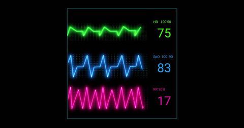 Colorful Vital Signs Monitor Display Electronic Graphics