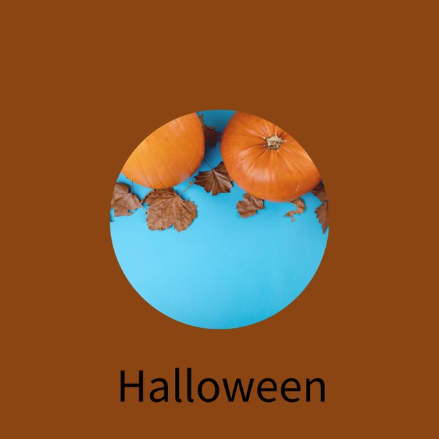 Halloween Pumpkins with Autumn Leaves on Brown Background - Download Free Stock Templates Pikwizard.com