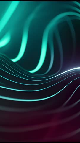Vertical neon sine-wave motion with rising arched light bands for futuristic backgrounds