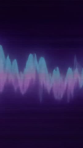 Vertical Video Pulsing Audio Waveform Visualizer Hue-Shifting Neon Waves on Purple Backdrop