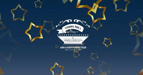 Festive Christmas Greeting with Gold Stars and Elegant Typography