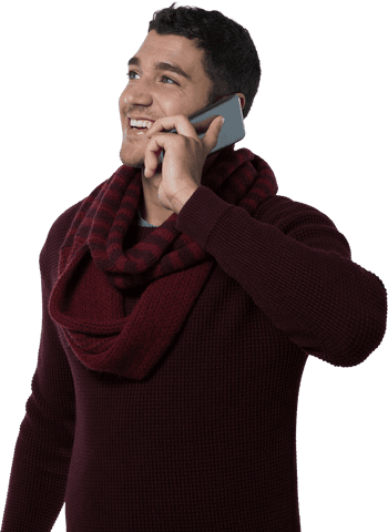 Modern Young Man Using Phone in Stylish Winter Clothing Transparent Background - Download Free Stock Videos Pikwizard.com
