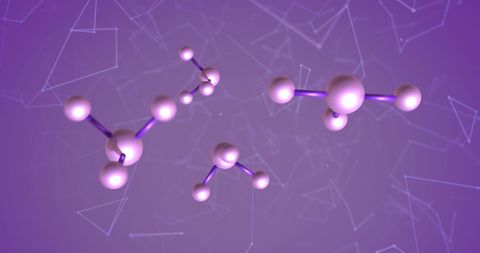 Abstract molecule network on purple digital background