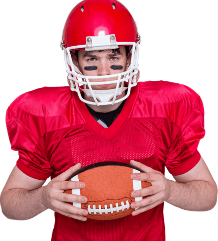 Transparent American Football Player in Red Holding a Football - Download Free Stock Videos Pikwizard.com