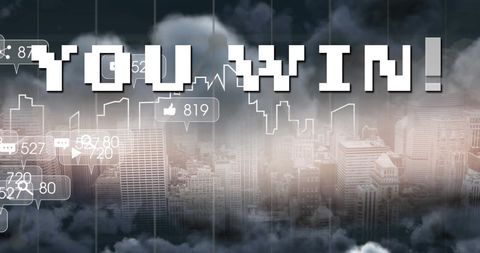Digital Victory Text Over Foggy Urban Cityscape - Download Free Stock Images Pikwizard.com