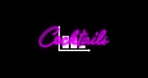 Neon Cocktails Sign Over Bar Graph on Black Background - Download Free Stock Images Pikwizard.com