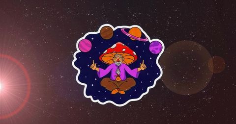 Cosmic Guru Meditating Among Stars with Planetary Aura