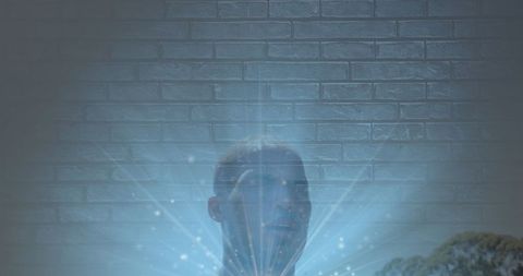 African american athlete refreshing with water spirits luminous aura