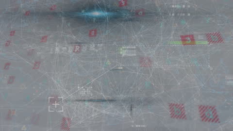 Abstract Digital Data Network with Faint Symbols