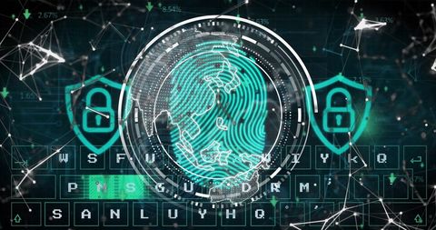 Futuristic Interface with Fingerprint Scan and Network Connections - Download Free Stock Images Pikwizard.com