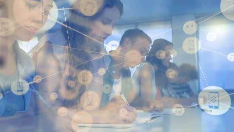 Interconnected University Students with Digital Graphical Overlay