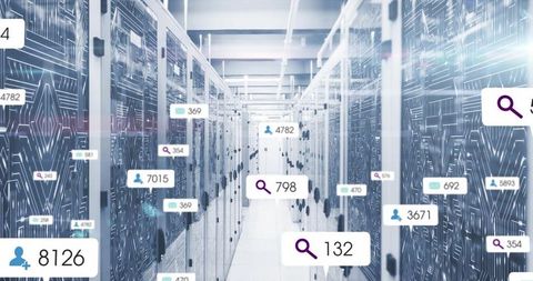Digital Data Center with Servers and Emerging Technology Widgets