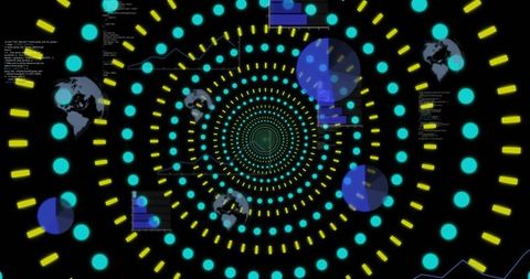 Futuristic data spiral in digital tunnel