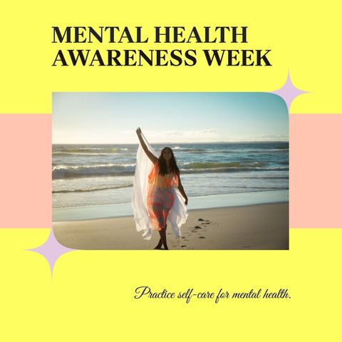 Woman on Beach for Mental Health Awareness - Download Free Stock Templates Pikwizard.com