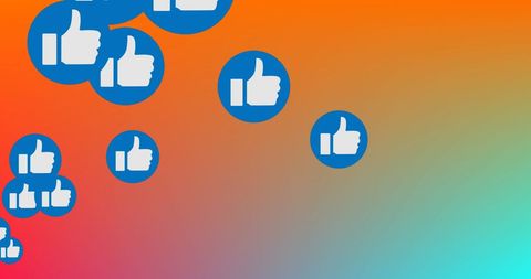 Thumbs Up Icons on Vivid Gradient Background for Social Media Concept - Download Free Stock Images Pikwizard.com