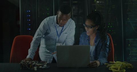 Tech Professionals Analyzing Data in Server Room - Download Free Stock Images Pikwizard.com
