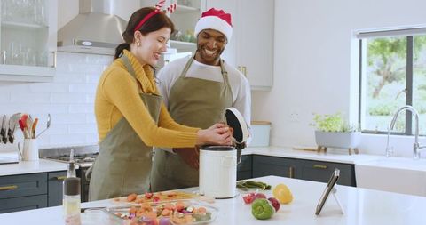 Eco-friendly holiday cooking in modern kitchen