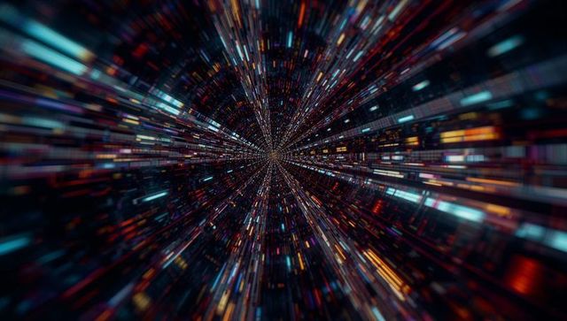 Futuristic Moving Streaks Under Digital Glow