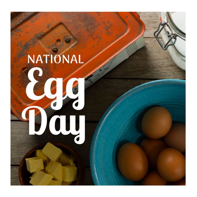 National Egg Day Celebration with Fresh Brown Eggs and Butter - Download Free Stock Templates Pikwizard.com