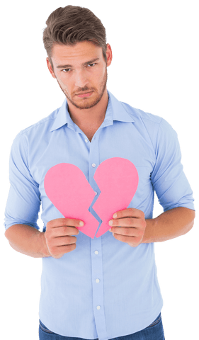 heartbroken man with paper heart on transparent background - Download Free Stock Videos Pikwizard.com