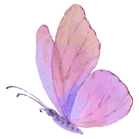 Transparent watercolor pastel butterfly clipart with painterly pink and peach wings