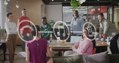 Diverse team engaging in a creative business meeting