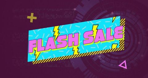 Driving sales with neon retro flash sale banner for ecommerce, social ads, promotions