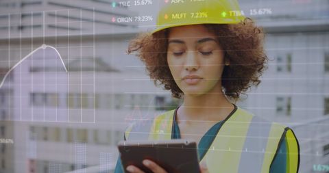 Engineer Analyzing Digital Data on Construction Site - Download Free Stock Images Pikwizard.com