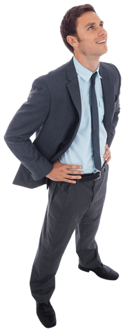 Transparent Background of Happy Businessman Hands on Hips
