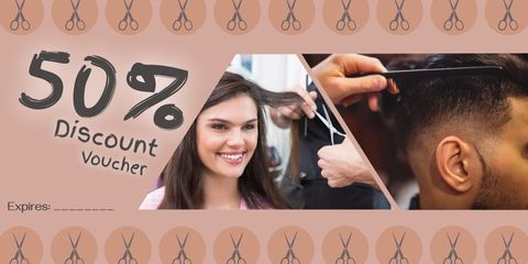 50% discount voucher for exciting hair salon experience - Download Free Stock Templates Pikwizard.com