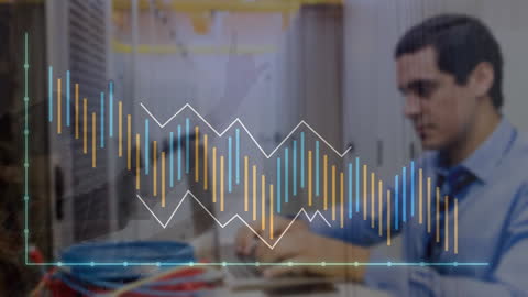Businessman Analyzing Financial Data Trends and Charts