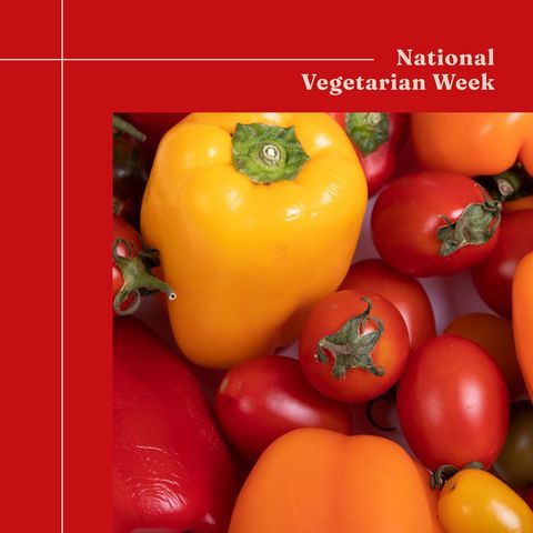 Colorful Peppers and Tomatoes Celebrating National Vegetarian Week