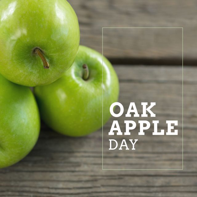 Juicy Granny Smith Apples with Oak Apple Day Text - Download Free Stock Templates Pikwizard.com